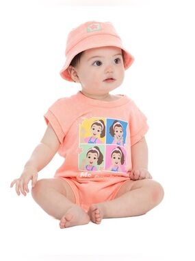 Ms Rachel 2 Piece Summer Outfit One Piece & Bucket Hat Infant 3-6 Months